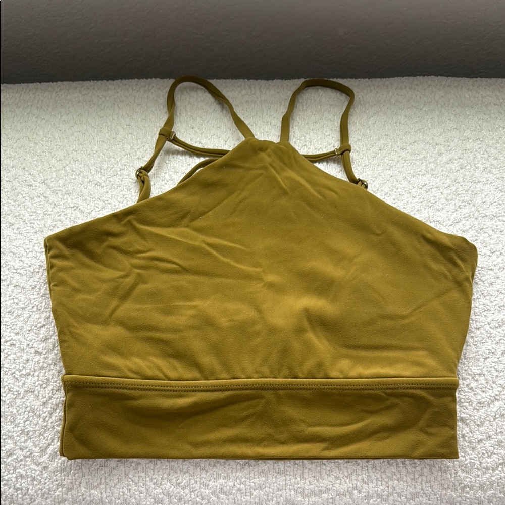 Buffbunny strappy high neck long line sports bra green small